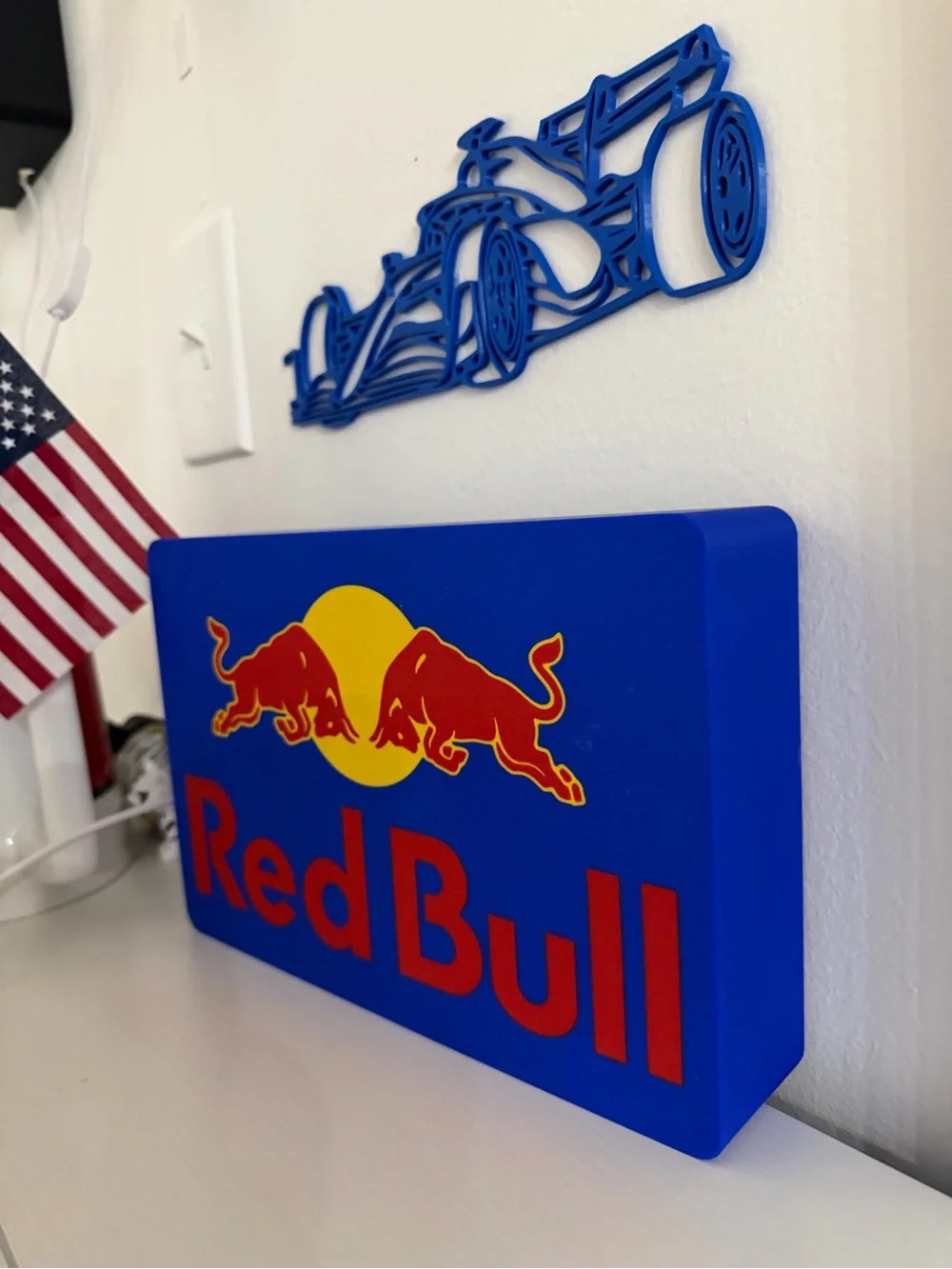 Illuminated Blue and Red Wall Sign - Brand